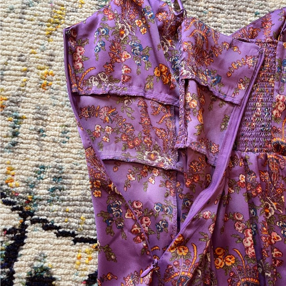 UO Petra Pink Floral Satin Mini Dress - Picture 6 of 9